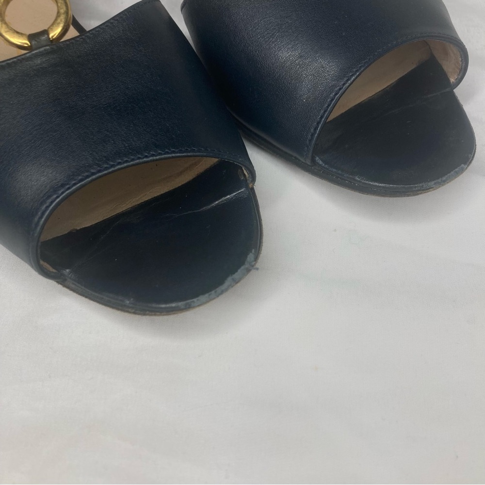 Salvatore Ferragamo Black Heels with Gold Accents - Picture 3 of 6